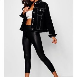 Boohoo wet-look black leggings